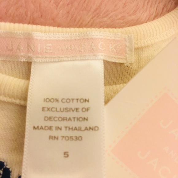 Janie and Jack cream color tank with blue bows - Picture 3 of 4